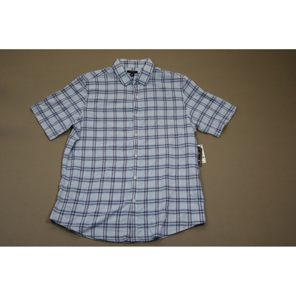 Alfani Men's Ellen Classic-Fit Textured Yarn-Dyed Plaid Button-Down Shirt Size L - Picture 2 of 7
